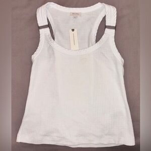 NWT “Pilcro” Cotton Tank Top. White textured tank top W/ buckle detail🤍size S.